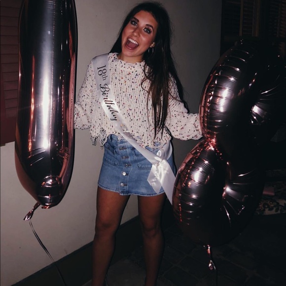 πHPπ Cream Cropped Confetti Distressed Sweater - Picture 8 of 8